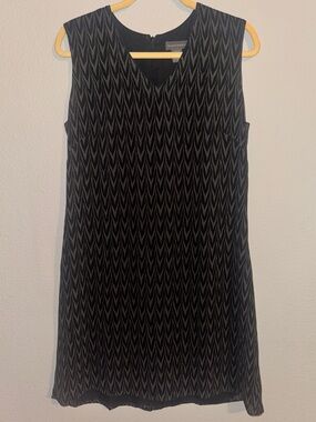 Banana Republic Size 14 Black Gray Chevron Print Sleeveless Shift Dress Lined